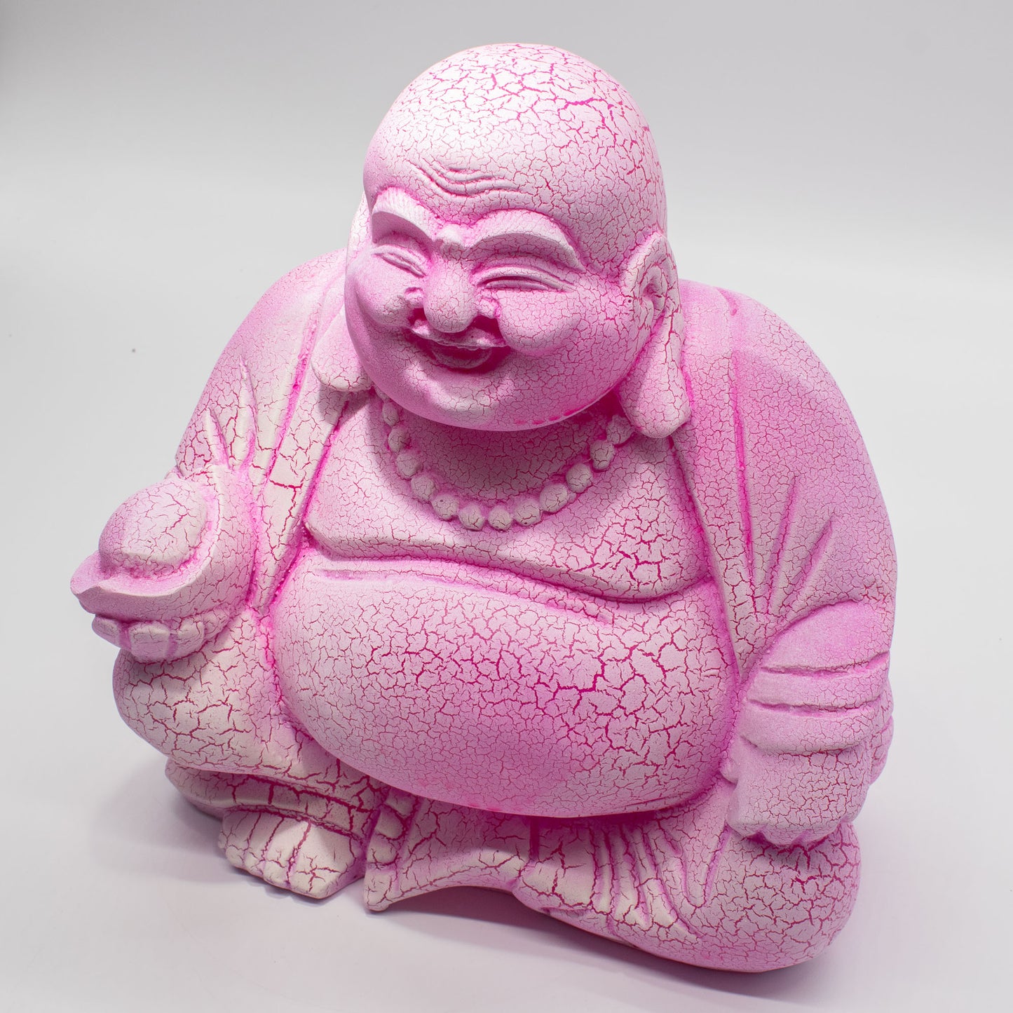 Joyful Buddha Glow Lamp – Pink Crackle - Crystal Nest
