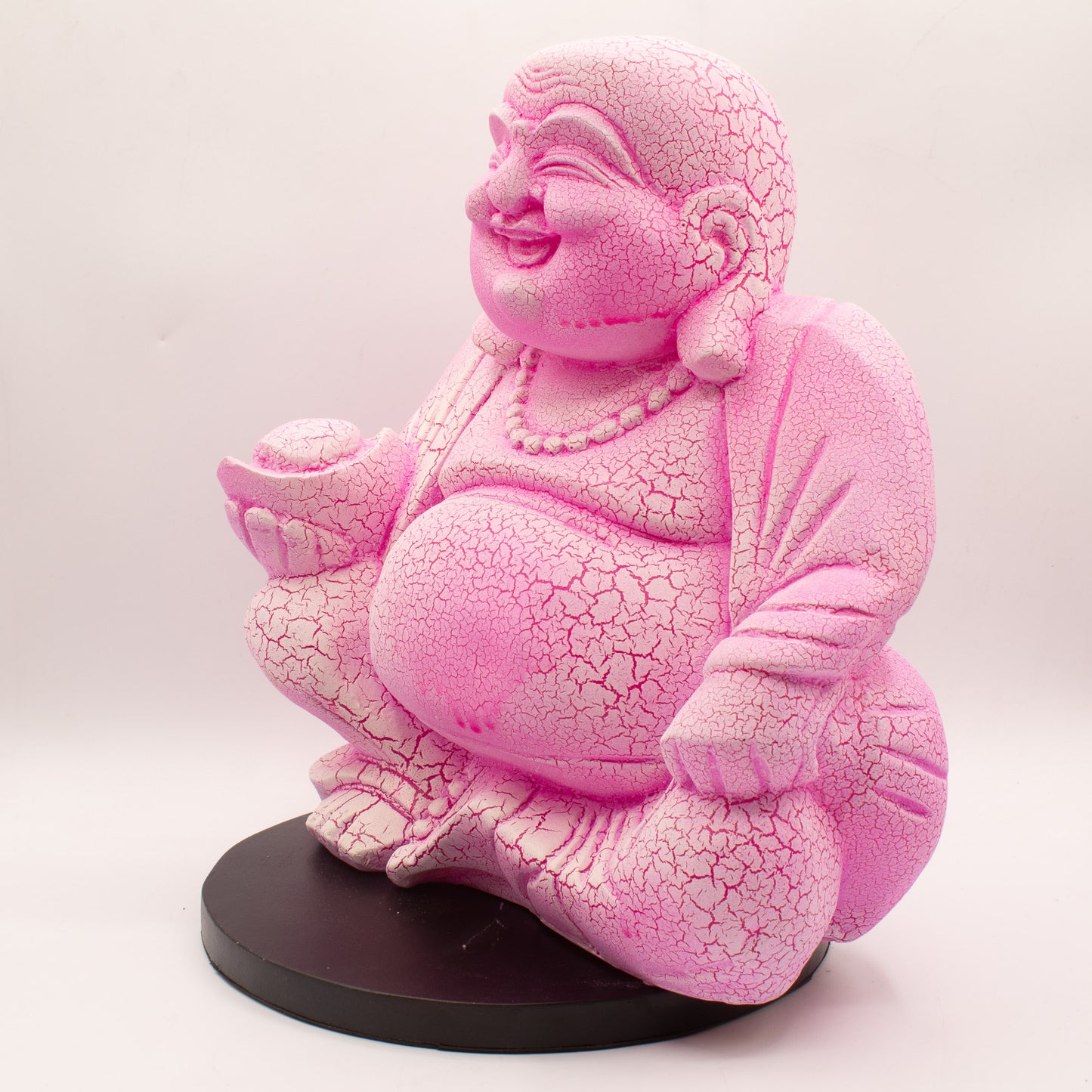 Joyful Buddha Glow Lamp – Pink Crackle - Crystal Nest
