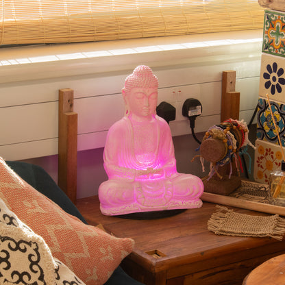 Zen Buddha Glow Lamp – Cherry Pink Crackle - Crystal Nest