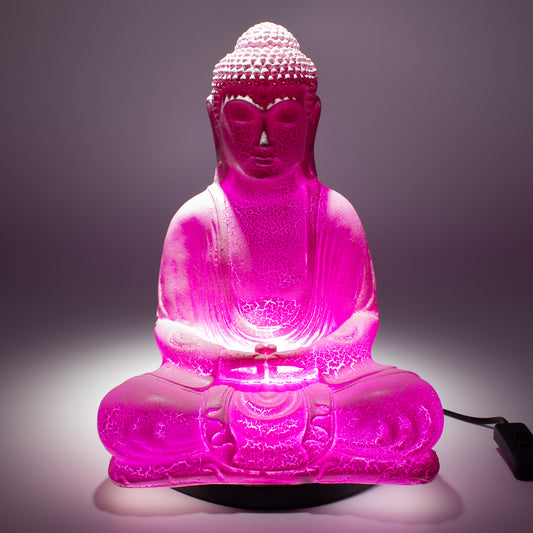 Zen Buddha Glow Lamp – Cherry Pink Crackle - Crystal Nest