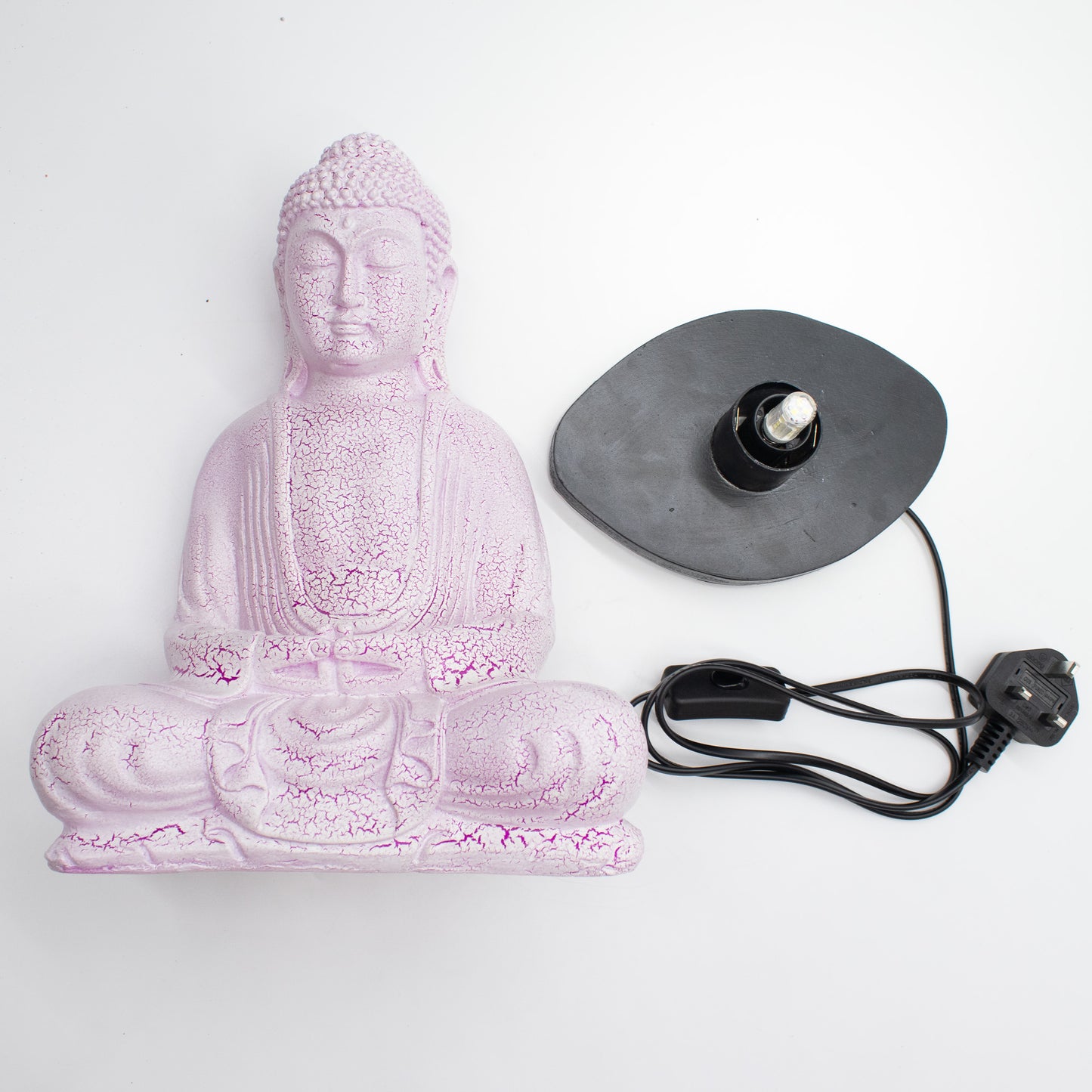 Zen Buddha Glow Lamp – Cherry Pink Crackle - Crystal Nest