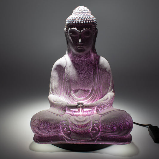 Zen Buddha Glow Lamp – Lavender Crackle - Crystal Nest