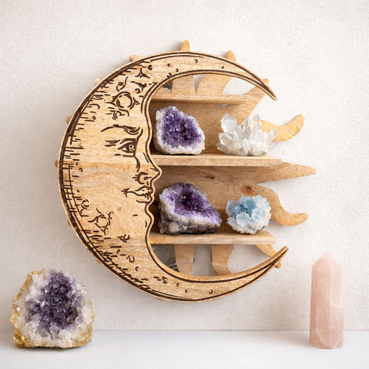 Sun & Moon 3 Tier Wall Shelf - Crystal Nest