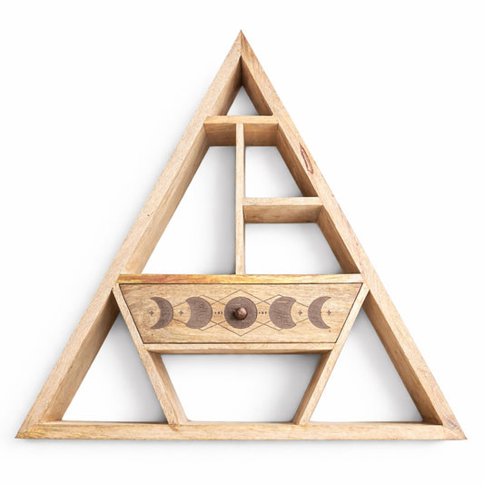 Triangle Wall Shelf with Drawer - Crystal Nest