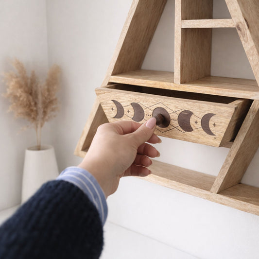Triangle Wall Shelf with Drawer - Crystal Nest
