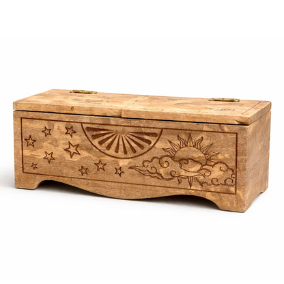 Sun & Moon Deep Box with Sliding Lid | Tarot & Crystal Storage - Crystal Nest