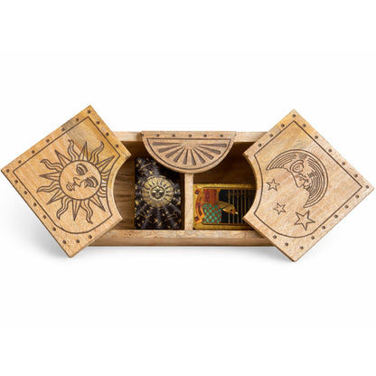 Sun & Moon Deep Box with Sliding Lid | Tarot & Crystal Storage - Crystal Nest