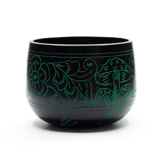 Magic Green Mushroom Cauldron Singing Bowl 15cm | Meditation Bowl with Striker - Crystal Nest