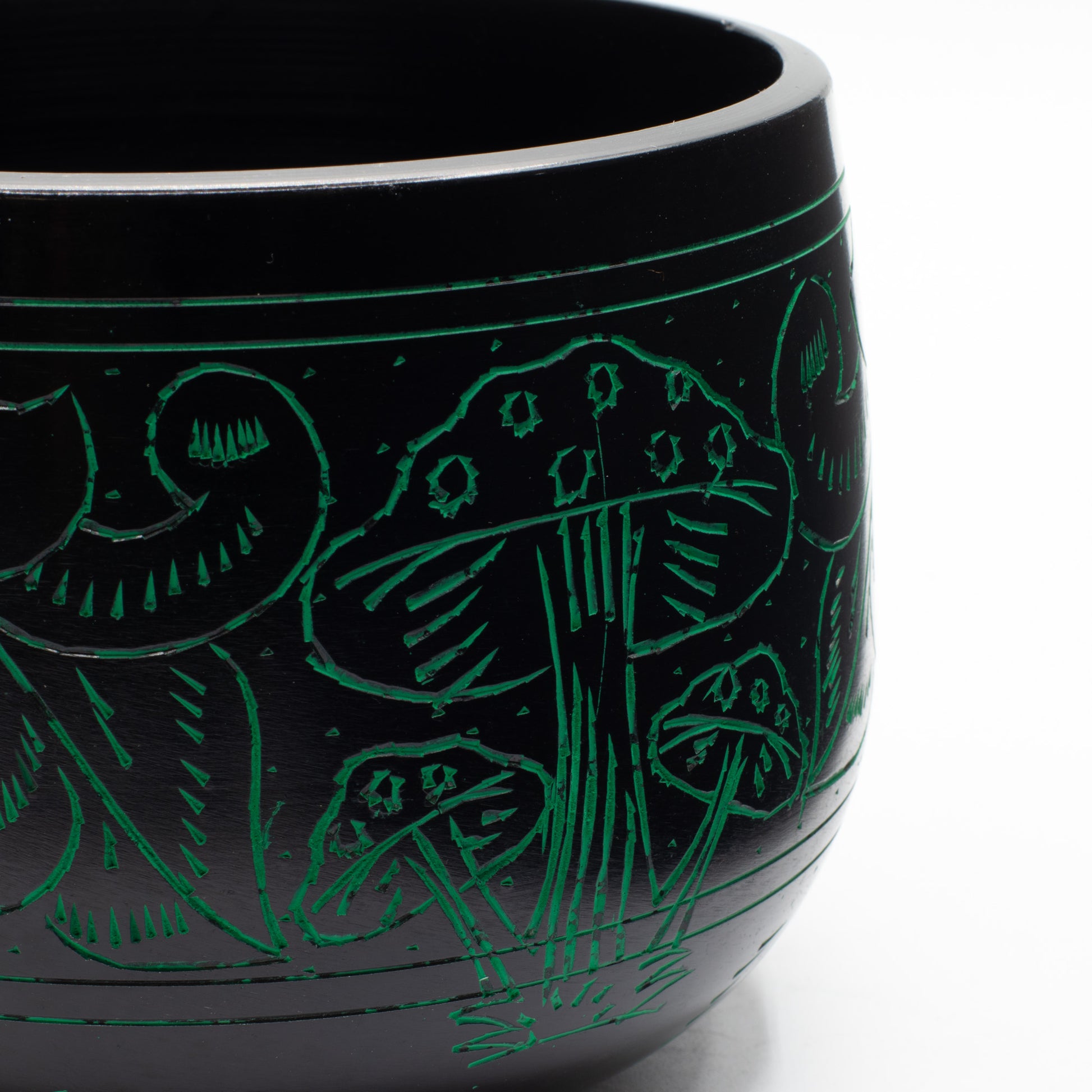 Magic Green Mushroom Cauldron Singing Bowl 15cm | Meditation Bowl with Striker - Crystal Nest