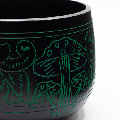 Magic Green Mushroom Cauldron Singing Bowl 15cm | Meditation Bowl with Striker - Crystal Nest