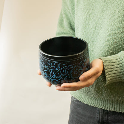 Magic Blue Mushroom Cauldron Singing Bowl 15cm | Meditation Bowl with Optional Striker - Crystal Nest