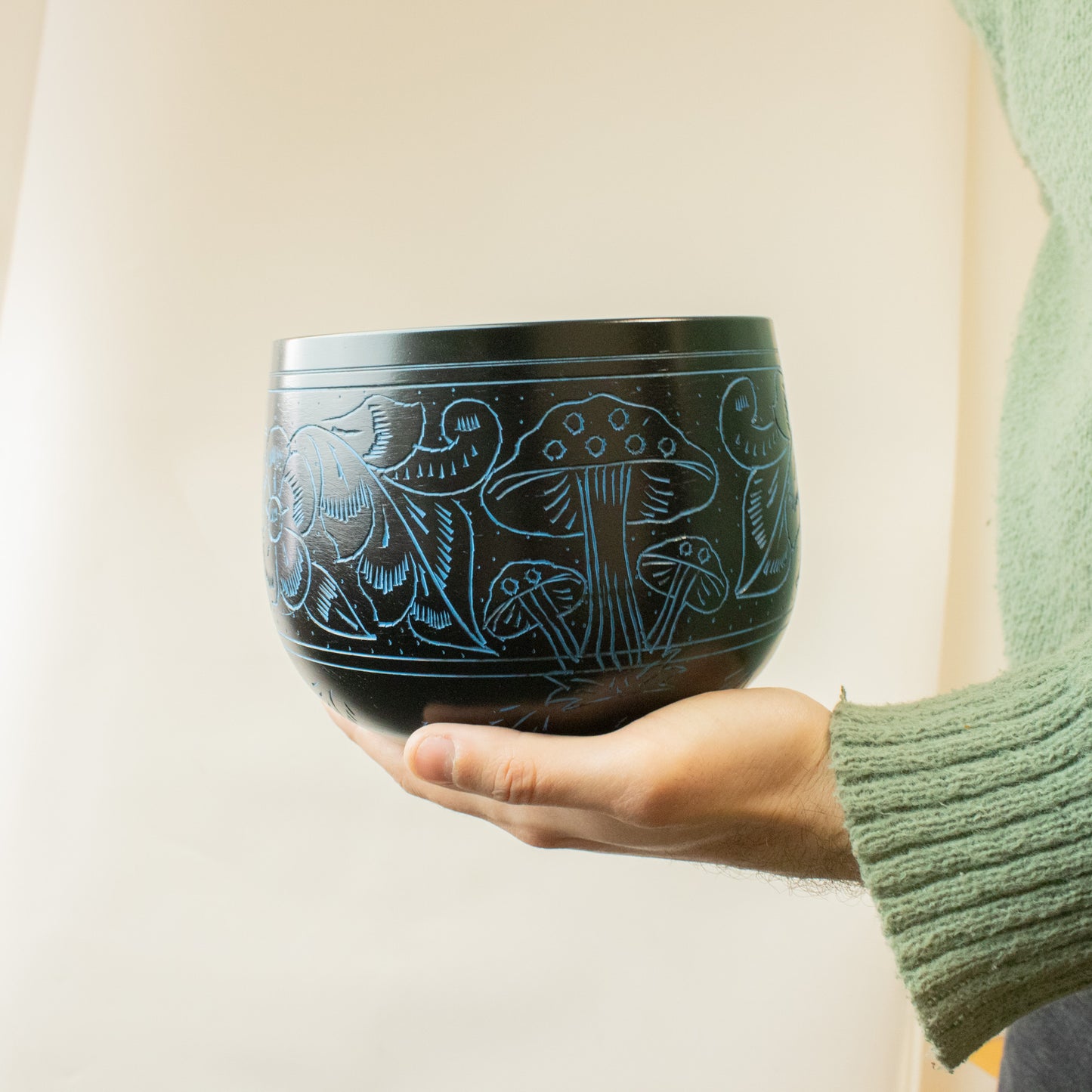 Magic Blue Mushroom Cauldron Singing Bowl 15cm | Meditation Bowl with Optional Striker - Crystal Nest