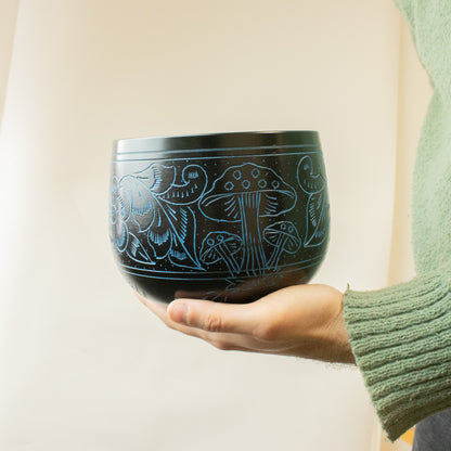 Magic Blue Mushroom Cauldron Singing Bowl 15cm | Meditation Bowl with Optional Striker - Crystal Nest