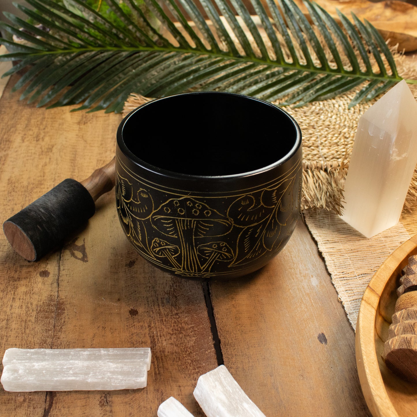Magic Gold Mushroom Cauldron Singing Bowl 15cm | Meditation Bowl with Optional Striker - Crystal Nest
