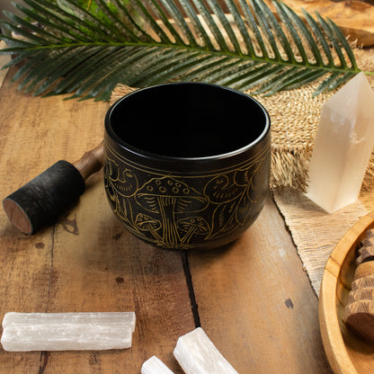 Magic Gold Mushroom Cauldron Singing Bowl 15cm | Meditation Bowl with Optional Striker - Crystal Nest