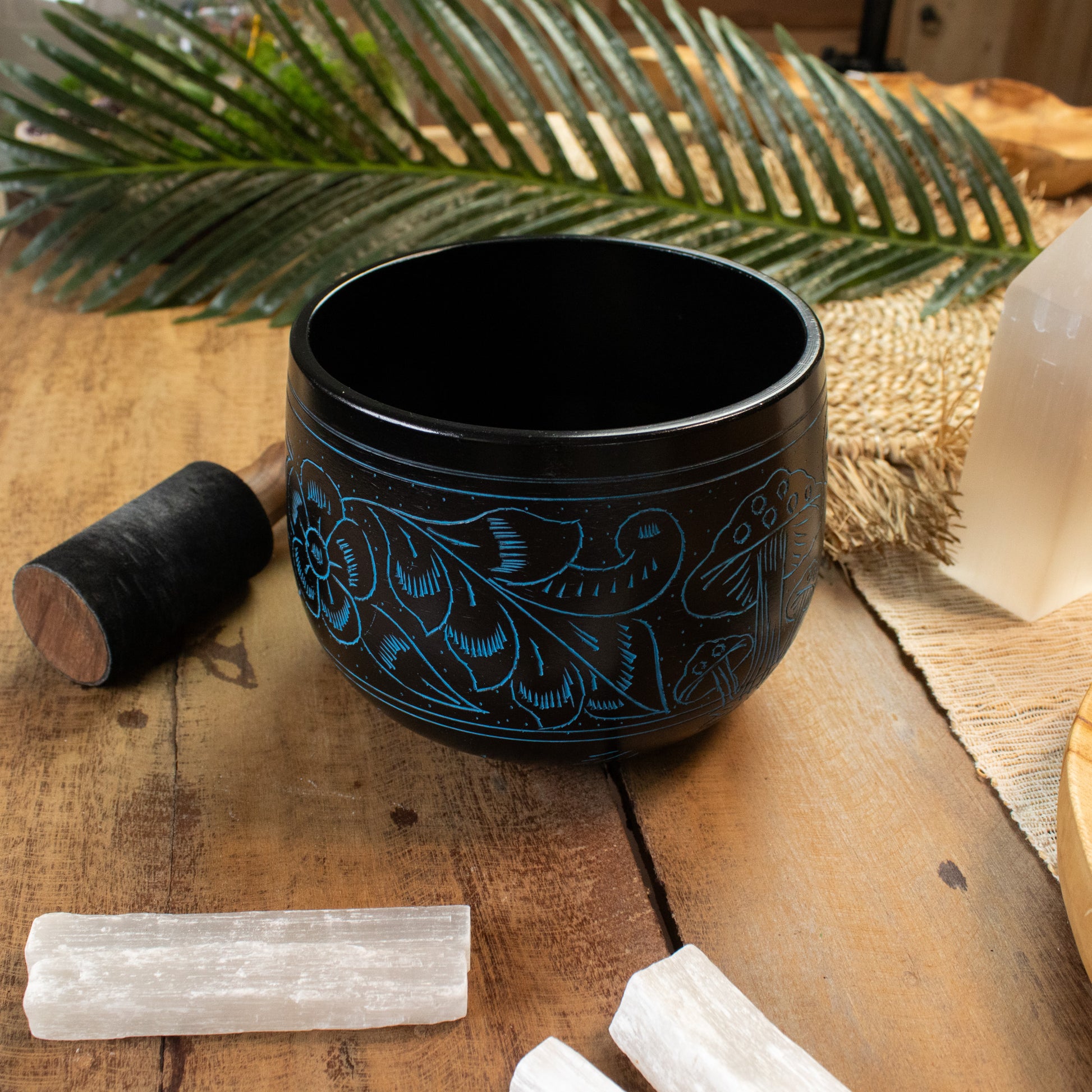 Magic Blue Mushroom Cauldron Singing Bowl 15cm | Meditation Bowl with Optional Striker - Crystal Nest