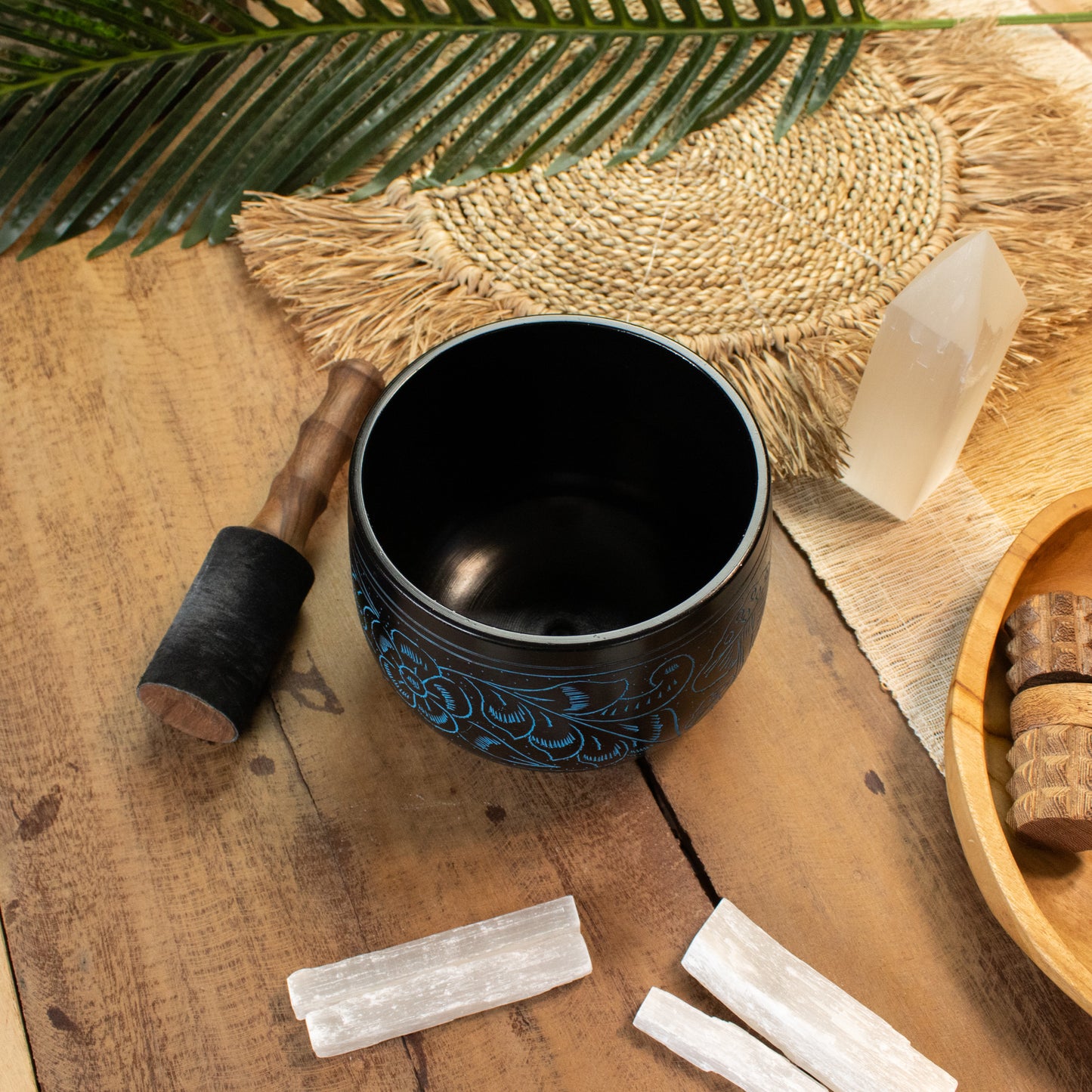 Magic Blue Mushroom Cauldron Singing Bowl 15cm | Meditation Bowl with Optional Striker - Crystal Nest
