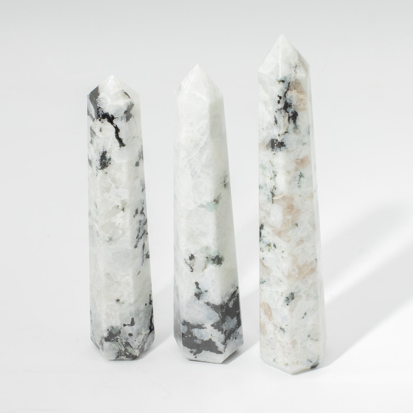 Large Rainbow Moonstone Obelisk Point | Intuition & Energy Crystal Tower