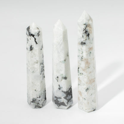 Large Rainbow Moonstone Obelisk Point | Intuition & Energy Crystal Tower