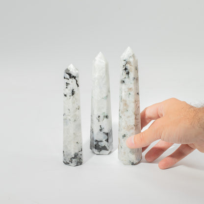 Large Rainbow Moonstone Obelisk Point | Intuition & Energy Crystal Tower