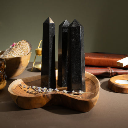 Large Black Tourmaline Obelisk Point | Protection & Grounding Crystal Tower