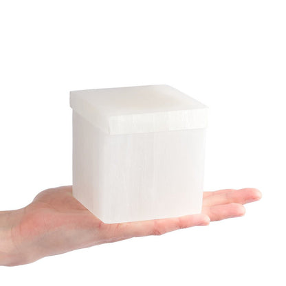 Square Selenite Crystal Charging & Jewellery Box | Cleansing & Protection