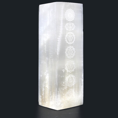 Chakra Selenite Lamp | Energy Balance & Positive Vibes Light | 25cm - Crystal Nest
