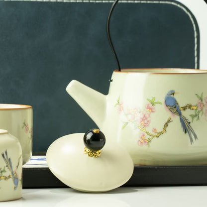 Blue Bird Tea Ceremony Gift Set | Teapot & Two Cups with Luxury Storage Case