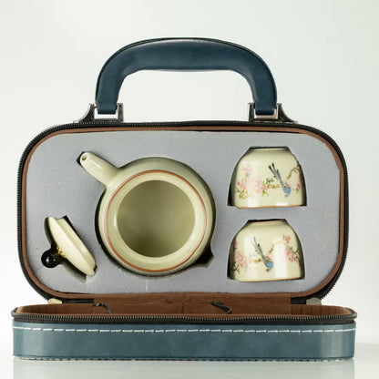 Blue Bird Tea Ceremony Gift Set | Teapot & Two Cups with Luxury Storage Case