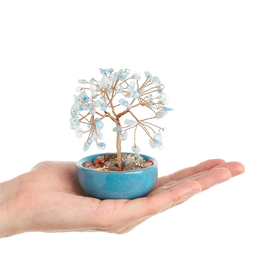 Aquamarine Gemstone Tree in Ceramic Cup