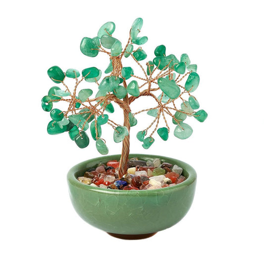 Green Aventurine Gemstone Tree in Ceramic Cup