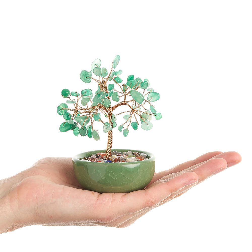 Green Aventurine Gemstone Tree in Ceramic Cup