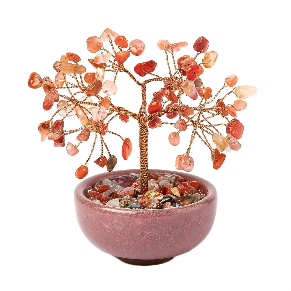 Carnelian Gemstone Tree in Ceramic Cup - Crystal Nest