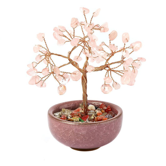 Rose Quartz Gemstone Tree in Ceramic Cup - Crystal Nest