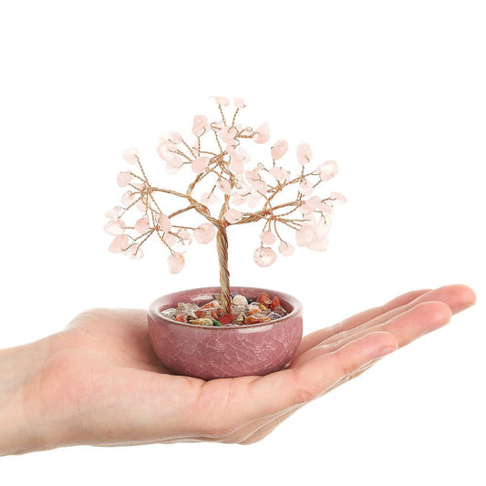 Rose Quartz Gemstone Tree in Ceramic Cup - Crystal Nest