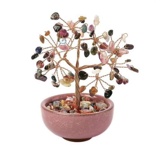 Multi-Tourmaline Gemstone Tree in Ceramic Cup - Crystal Nest