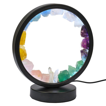 Crystal Aura Round LED Desk Lamp with Adjustable Brightness - Crystal Nest