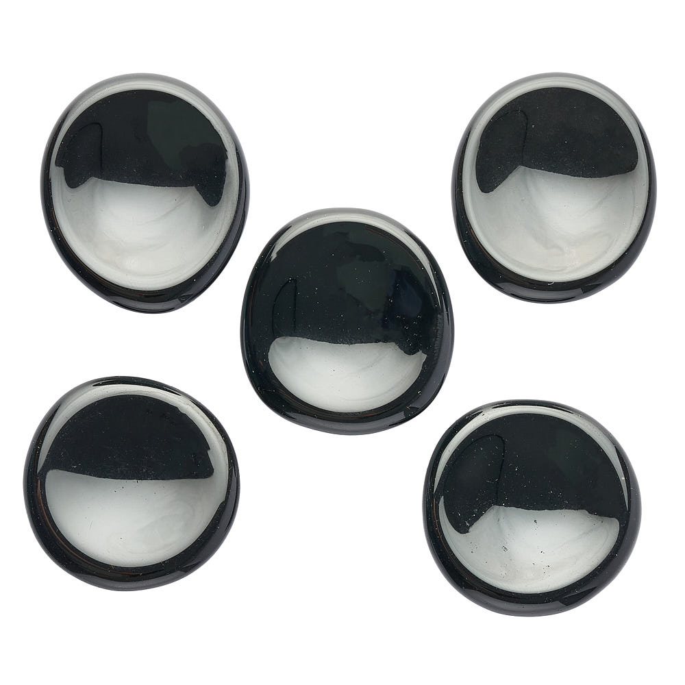Black Obsidian Worry Stone | Polished Protection Palm Crystal