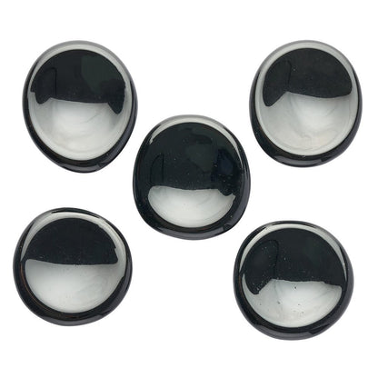 Black Obsidian Worry Stone | Polished Protection Palm Crystal