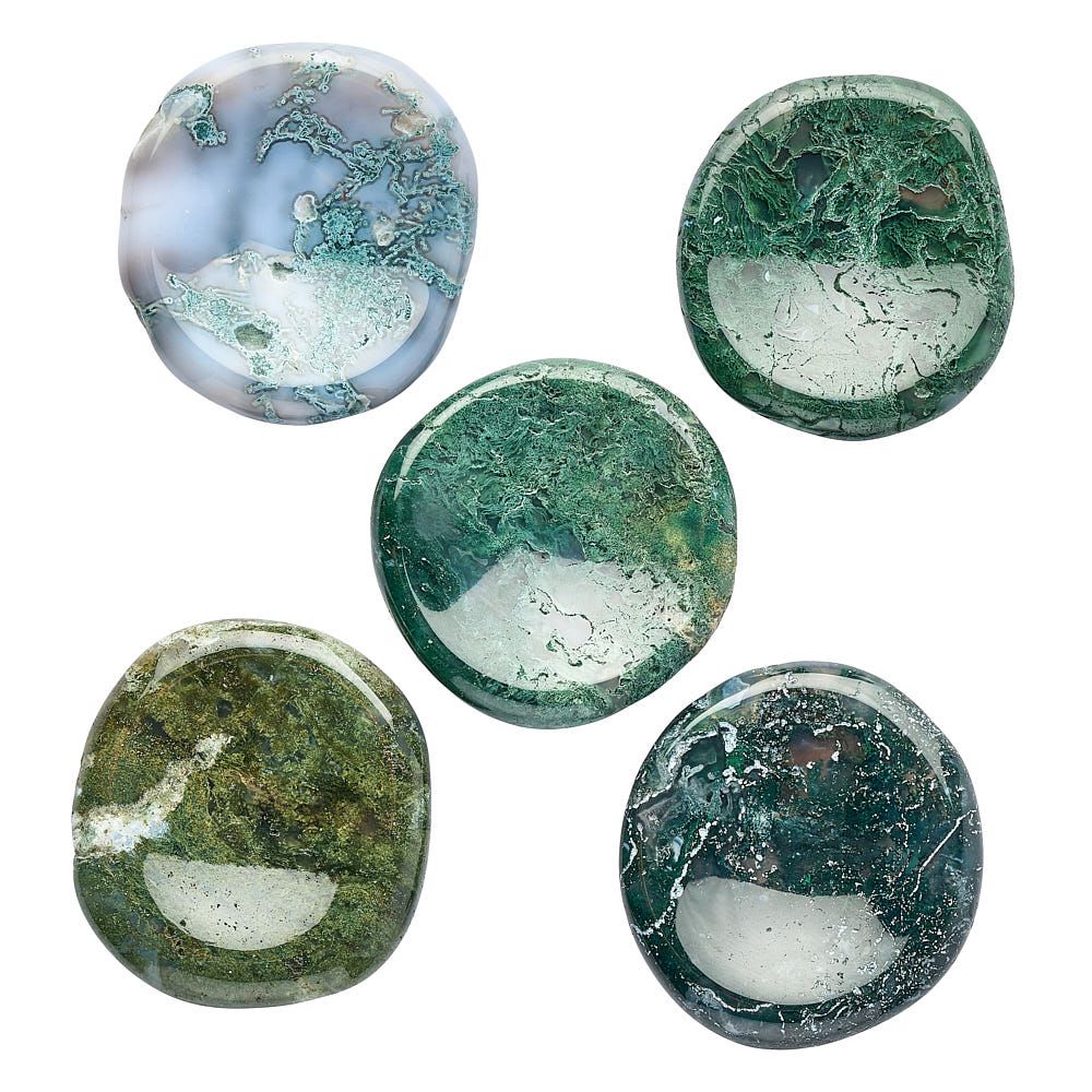 Moss Agate Freeform Worry Stone - Crystal Nest