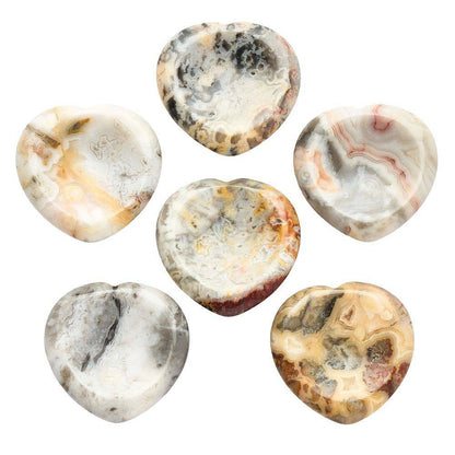 Crazy Lace Agate Heart Thumb Stone - Crystal Nest