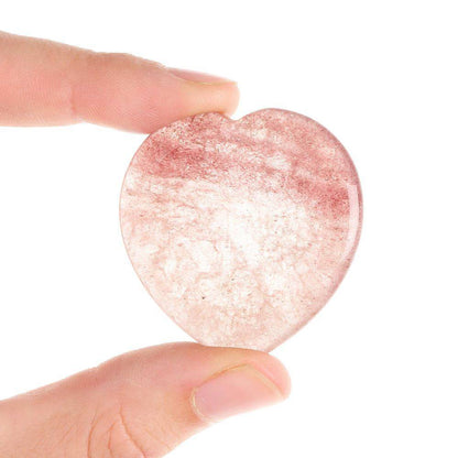 Strawberry Quartz Heart Thumb Stone - Crystal Nest