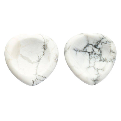 Howlite Heart Thumb Stone - Crystal Nest