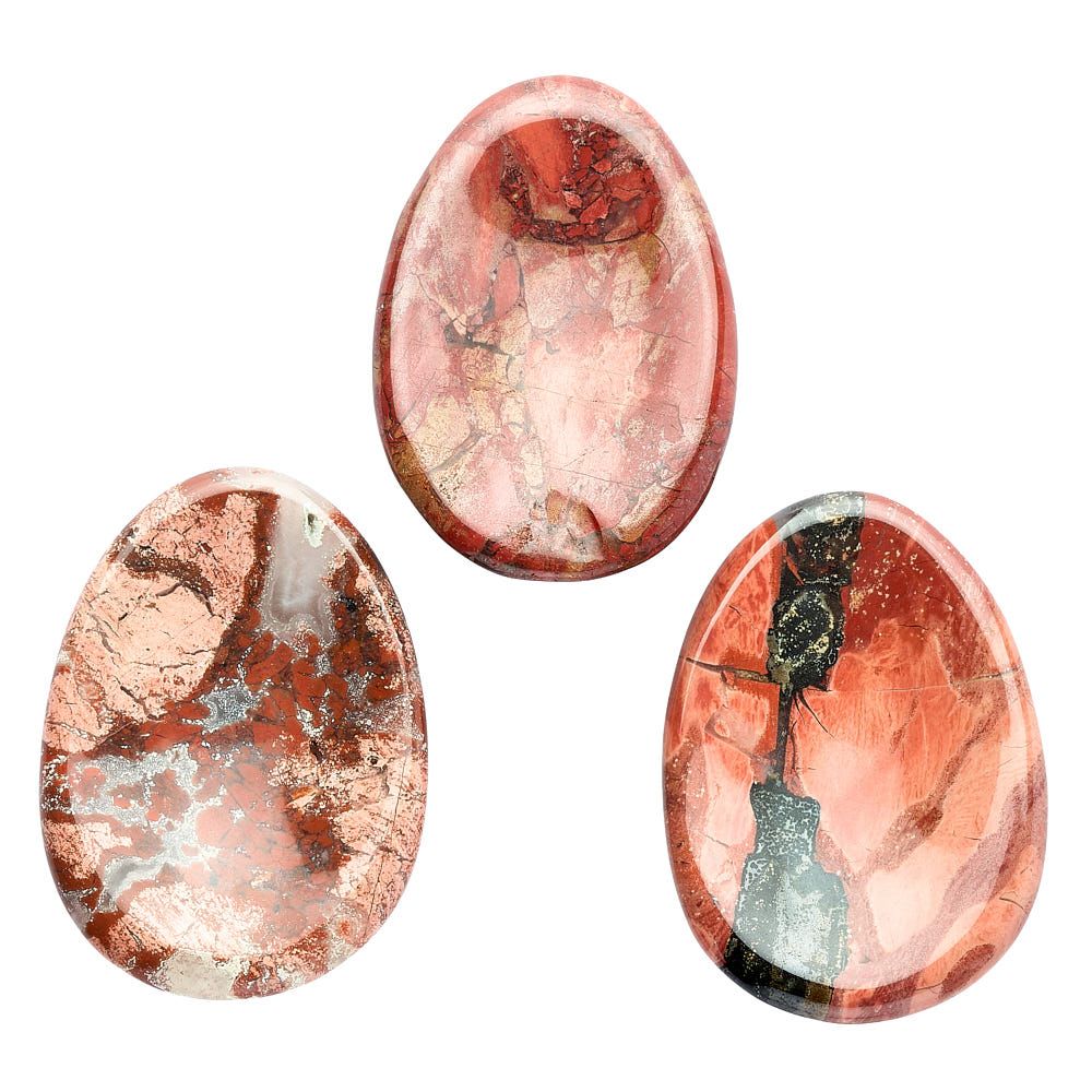 Red Silver Leaf Jasper Worry Stone - Crystal Nest