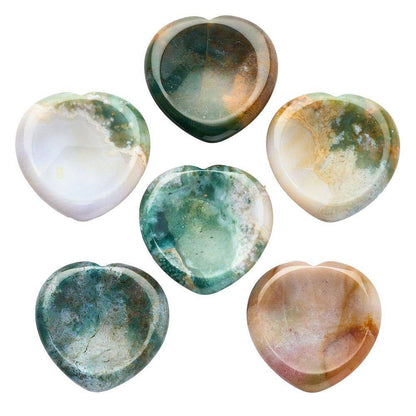 Fancy Agate Heart Thumb Stone - Crystal Nest