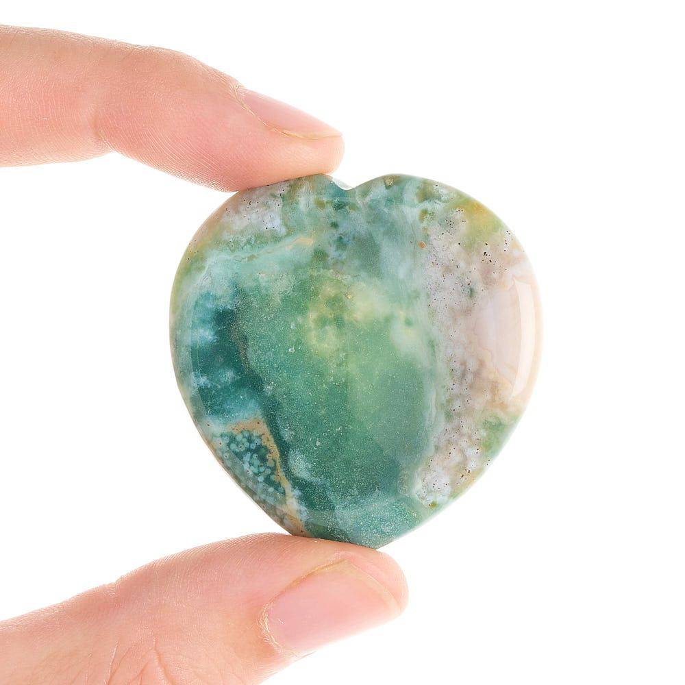 Fancy Agate Heart Thumb Stone - Crystal Nest