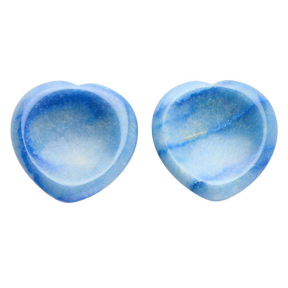 Blue Quartz Heart Thumb Stone - Crystal Nest