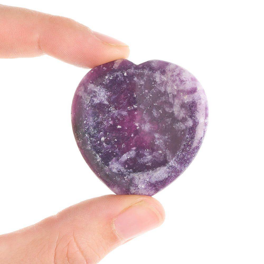 Lepidolite Heart Thumb Stone - Crystal Nest