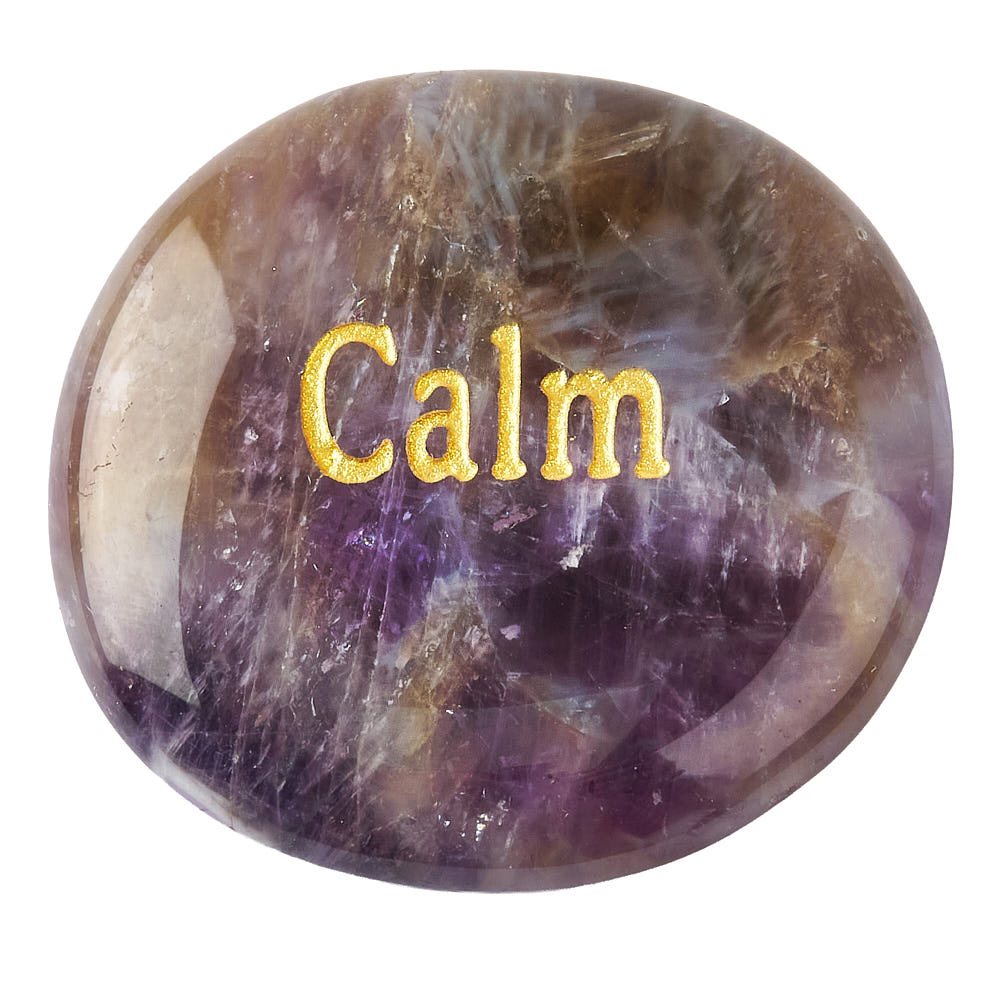 Dream Amethyst Worry Stone “Calm” | Anxiety Relief Crystal & Smooth Thumb Stone - Crystal Nest