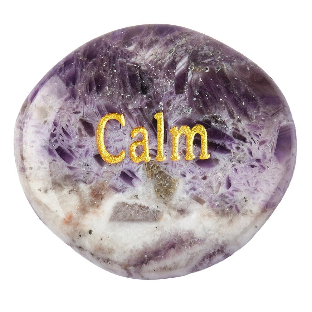 Dream Amethyst Worry Stone “Calm” | Anxiety Relief Crystal & Smooth Thumb Stone - Crystal Nest
